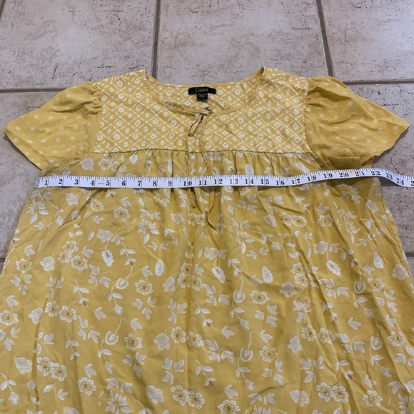 💜 Dalia Yellow Floral & Geometric Babydoll Top XXL - Picture 3 of 7